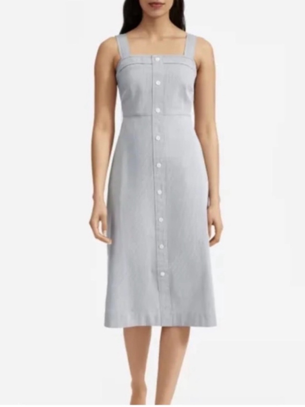NWT Everlane size 12 pinstripe Button-Front Midi Picnic Dress - Picture 7 of 7
